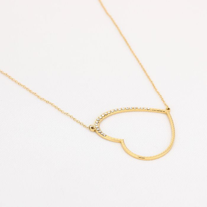 Ketting open hart met steentjes