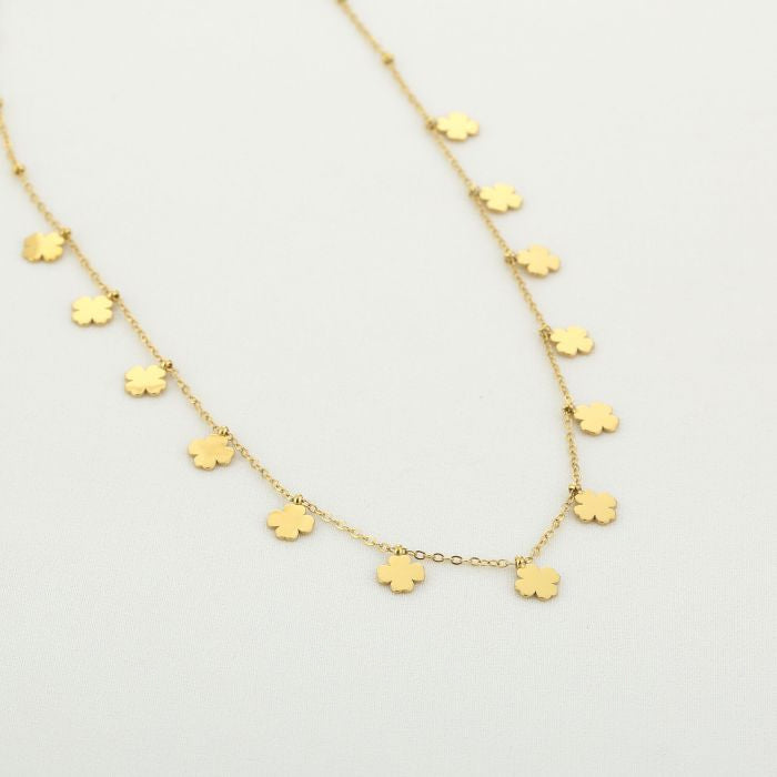 Gouden Klavertjes Ketting Stainless Steel – 40+5 cm