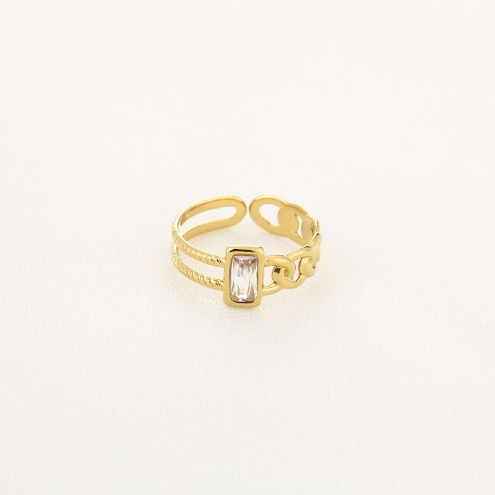 Sjiekte Statement Ring met Strass Steen – Stainless Steel
