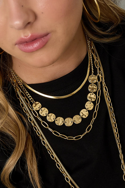 3-Laags Muntenketting Goudkleurig