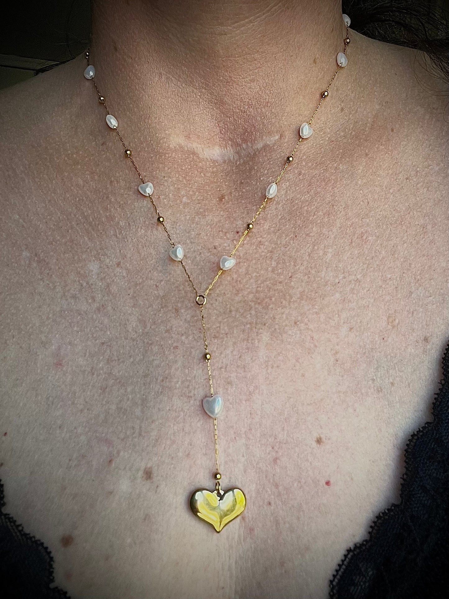 Ketting white pearls