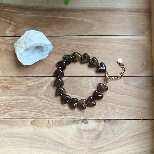 Armband heart stone brown