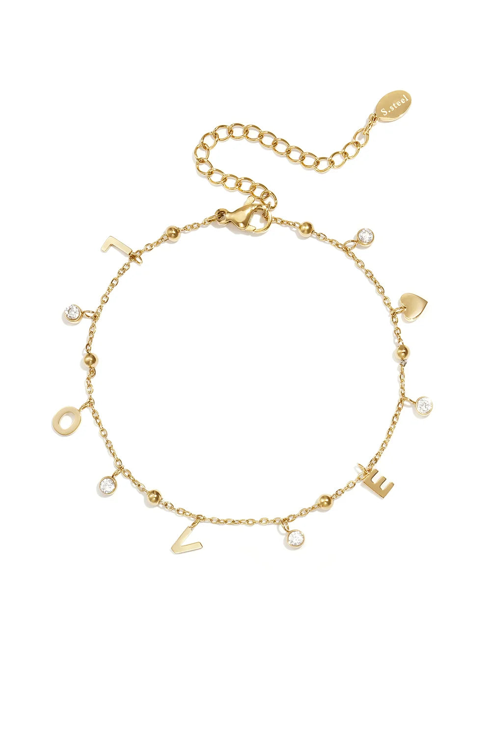 Stainless Steel Love Armband Goud – Hartjes & Zirkonia