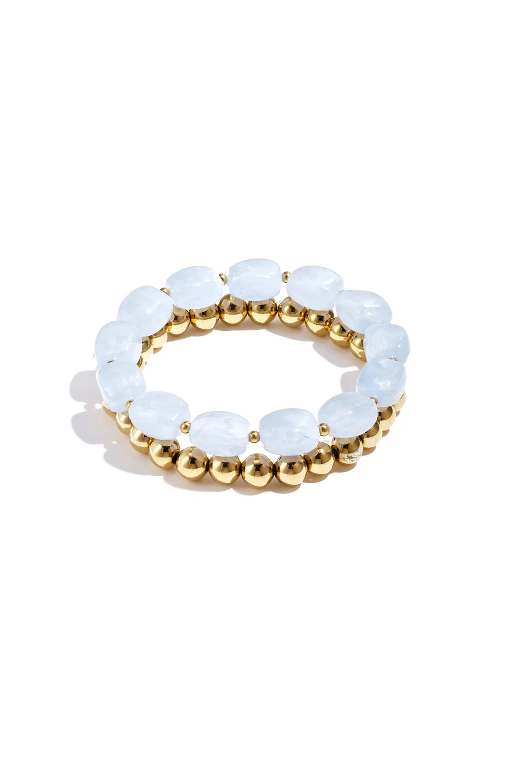 Pastel Glow Armband | Luxe Stretch Armband met Gouden Kralen