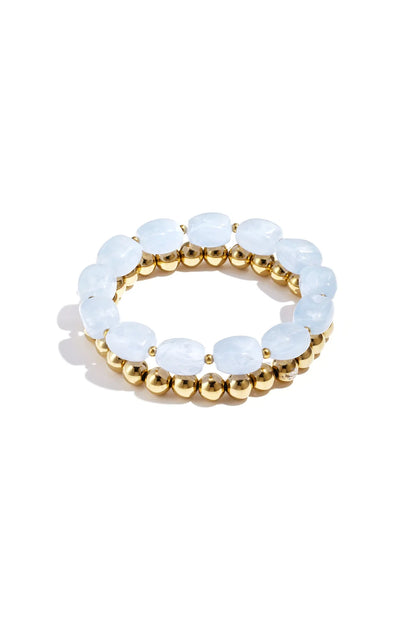 Pastel Glow Armband | Luxe Stretch Armband met Gouden Kralen
