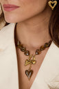 Goudenketting bruine hartjes kralen Nine