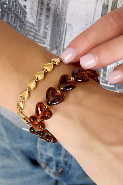Gouden Schakelarmband met Hartje – Stainless Steel
