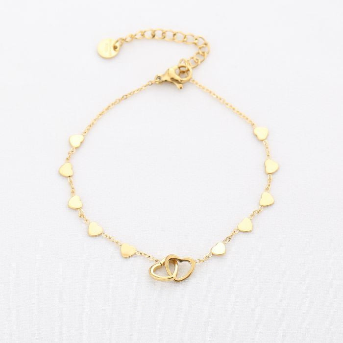 Gouden Hartjes Armband Stainless Steel