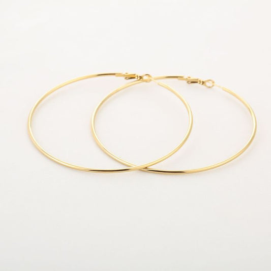 Gouden Klassieke Hoepel Oorbellen – Maat 8 | Stainless Steel