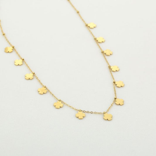 Gouden Klavertjes Ketting Stainless Steel – 40+5 cm