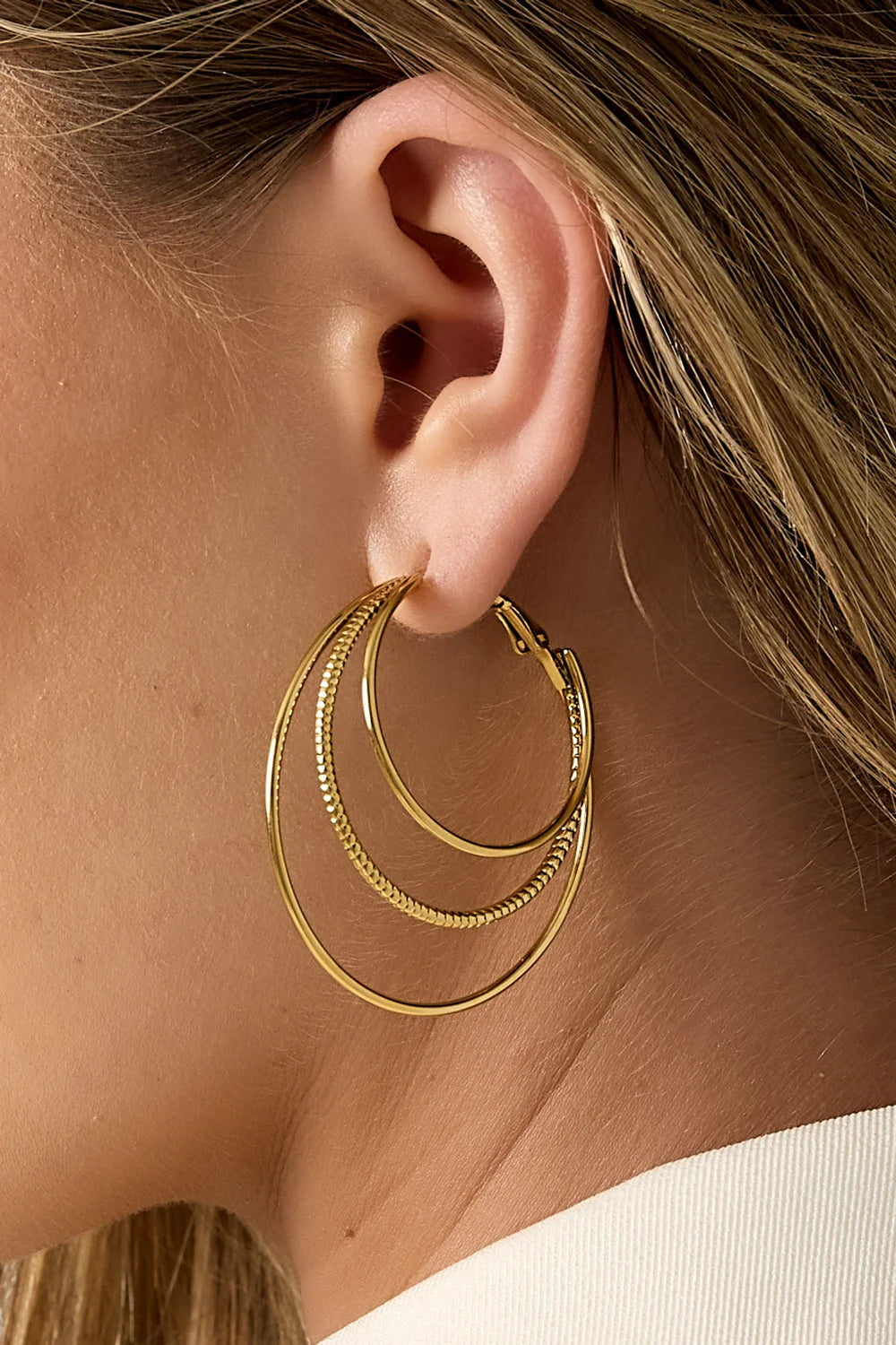 Gouden Dubbele Hoop Oorbellen – Elegant & Trendy