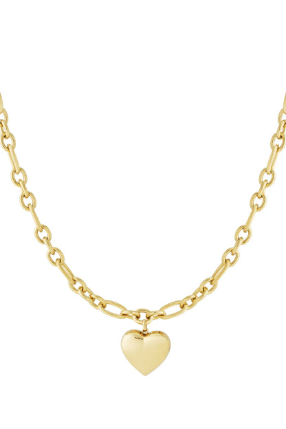 Gouden Liefdes Ketting met Groot Hart – Stainless Steel