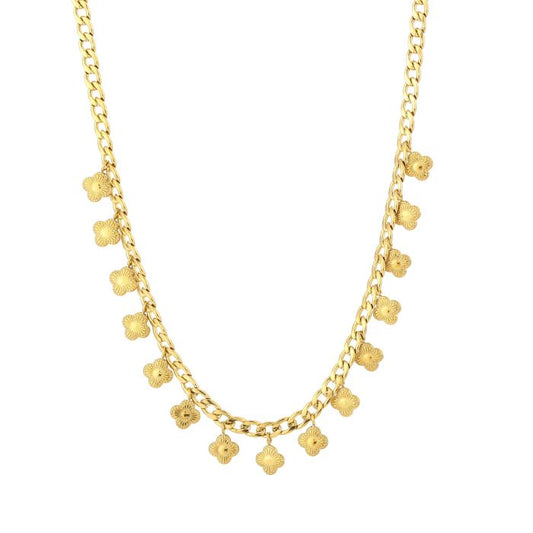 Luxe Klavertjes Ketting – Goud | Stainless Steel | 40+5 cm