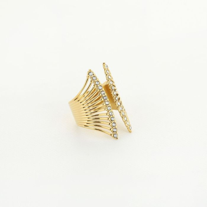 Luxe Gouden Ring met Strass Stenen – Stainless Steel