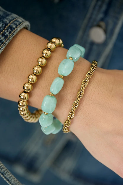 Pastel Glow Armband | Luxe Stretch Armband met Gouden Kralen
