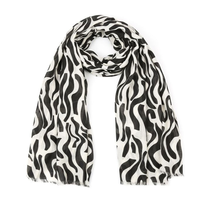 Luchtige Sjaal met Print – Zwart | Khaki | Grijs | Lichtgrijs