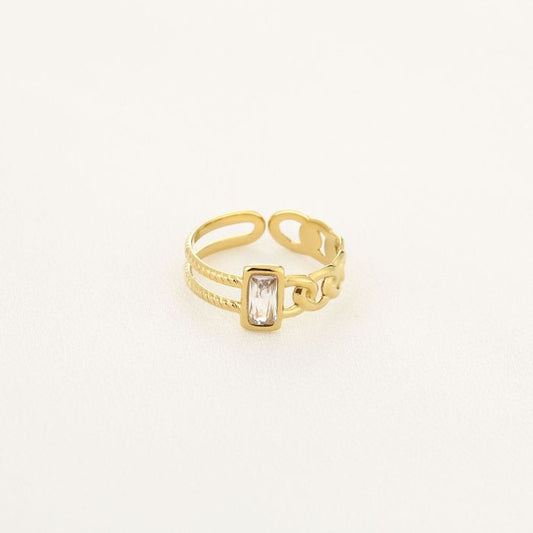 Sjiekte Statement Ring met Strass Steen – Stainless Steel